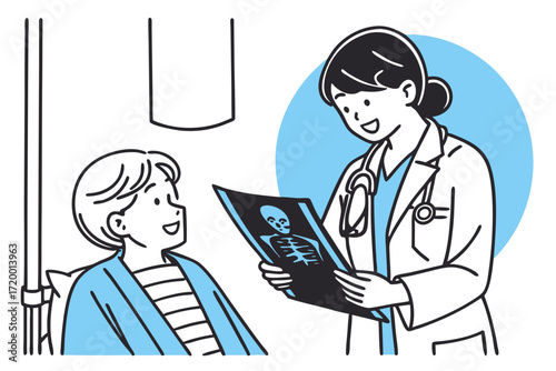 Healthcare Scene Vector Illustration with Radiology Report