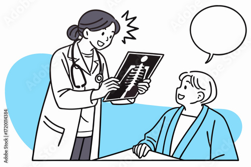 Healthcare Worker Vector with X-Ray and Senior Patient
