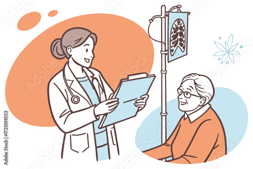 Elderly Patient Consultation Vector with Doctor