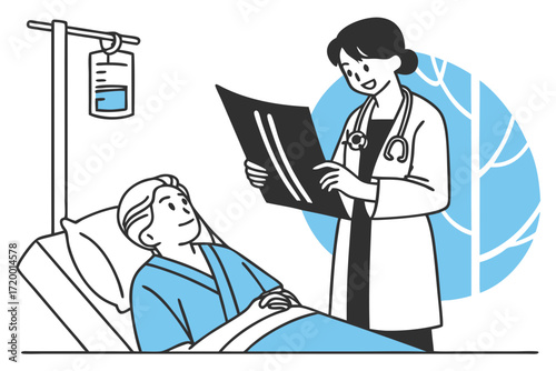 Healthcare Worker Vector with Diagnostic Imaging
