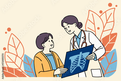 Hospital Visit Vector with IV Pole and X-Ray Scene