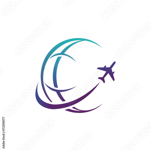 Travel Agency Logo: Airplane Globe Icon
