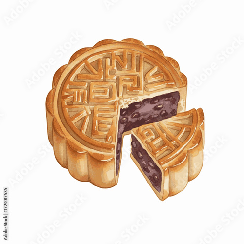 Golden Imprints Mooncakes isolated watercolor vector illustration svg