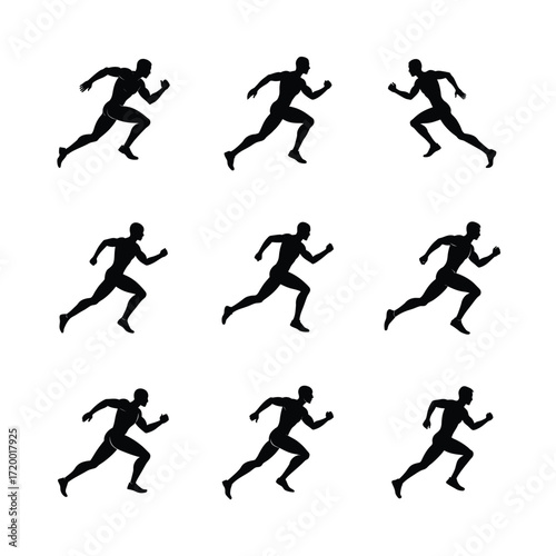 Wallpaper Mural Male Running Silhouette, Athlete Sprinting Silhouette, Man Jogging Silhouette, Fast Runner Silhouette, Dynamic Male Pose Silhouette Torontodigital.ca