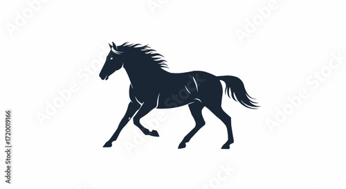 Majestic Running Horse Silhouette A Vector Illustration of a Galloping Equine