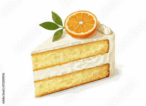 Citrus Glow Orange Cake isolated watercolor vector illustration svg