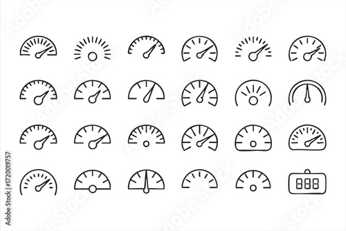 Automotive speedometer and fuel gauge vector illustrations for vehicle design