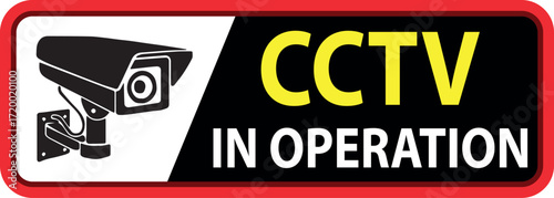 Security camera icon, Warning Sticker for CCTV Camera video surveillance, cc tv sign. Yellow square indicating camera operation. 24 hours monitoring, Fixed CCTV, Security Camera Icon Vector.