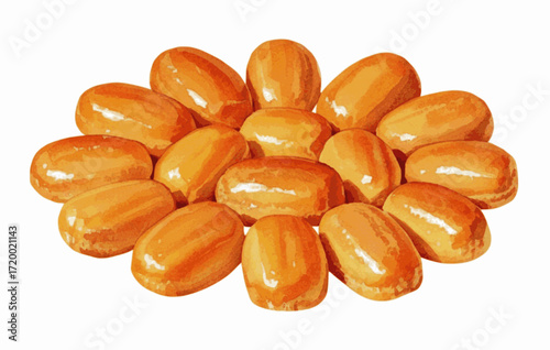 Earthy Jewels Thai dessert, jackfruit seeds  isolated watercolor vector illustration svg