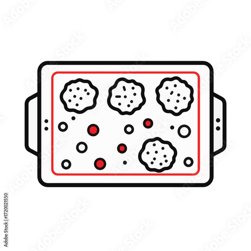 Minimalist black and white cookies on baking sheet, culinary art