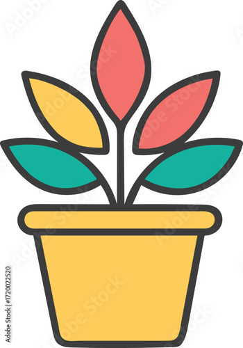 Colorful potted plant illustration, perfect for home decor projects.