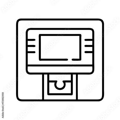 Simple outline drawing of an atm machine isolated on transparent background