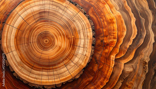 Warm Brown Wooden Tree Rings Texture Background