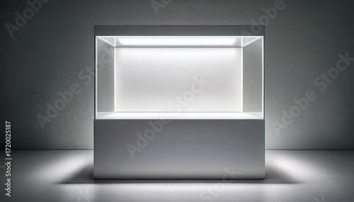 Wallpaper Mural empty white display case lit from within on a white plinth in a light filled room Torontodigital.ca