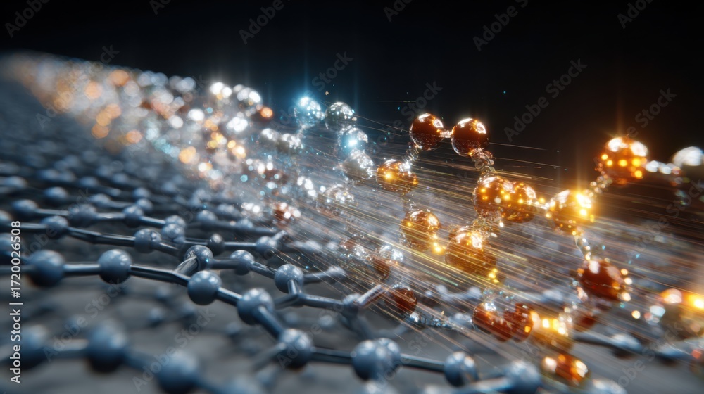 Obraz premium glowing molecules graphene surface