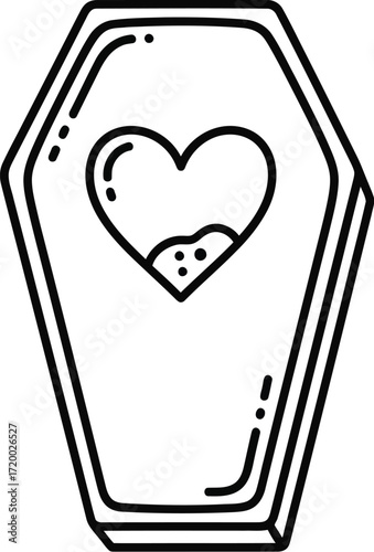 Coffin with heart shape a symbol of love and mortality