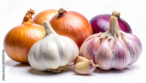 Wallpaper Mural Garlic & onion isolated on white background high quality realistic
 Torontodigital.ca