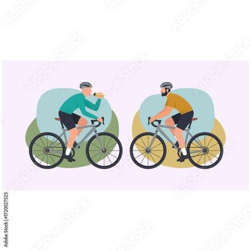 A Couple Riding Bicycles and Staying Hydrated