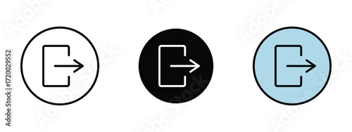 Set of pixel perfect colored Logout icon, 1 Silhouette, 1 Unexpanded, Logout icon representing exit or sign-out from an account.