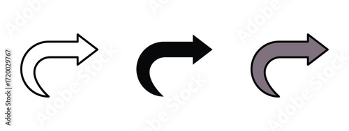 Set of pixel perfect colored Redo icon, 1 Silhouette, 1 Unexpanded, Redo icon representing forward action or repeat command.