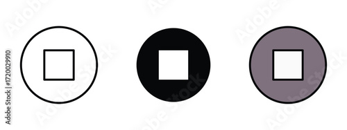 Set of pixel perfect colored Stop icon, 1 Silhouette, 1 Unexpanded, Stop icon symbolizing halt or end action.