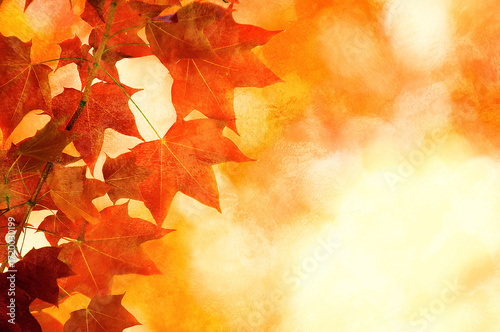 Grunge artistic background with autumn leaves. Perfect vintage fall texture.