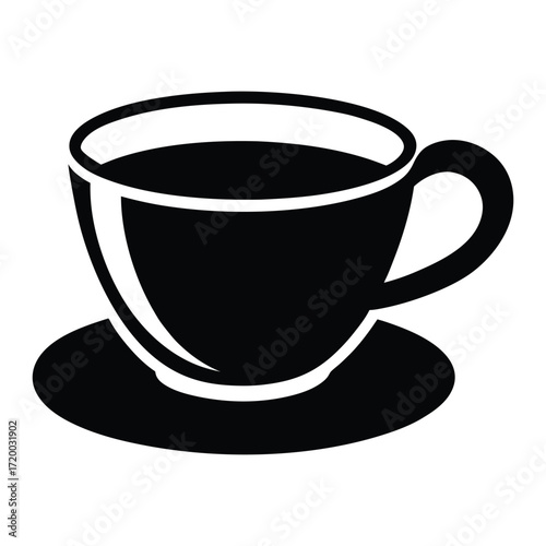 Simple Black Coffee Cup Saucer Icon Graphic Design Minimalist
