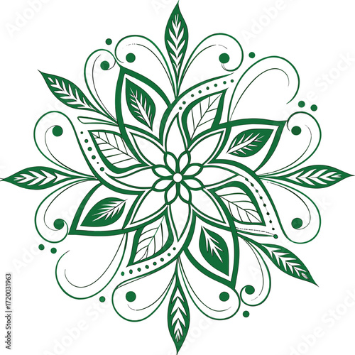 "Green Floral Mandala Design – Decorative Nature Inspired Pattern"