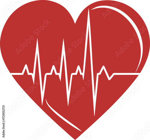 "Heart with ECG Line Illustration – Medical, Cardiovascular & Healthcare Symbol"