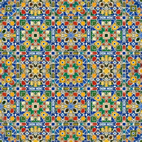 Vibrant geometric pattern with intricate detail, perfect for adding a touch of global style and artistic flair to your next design project