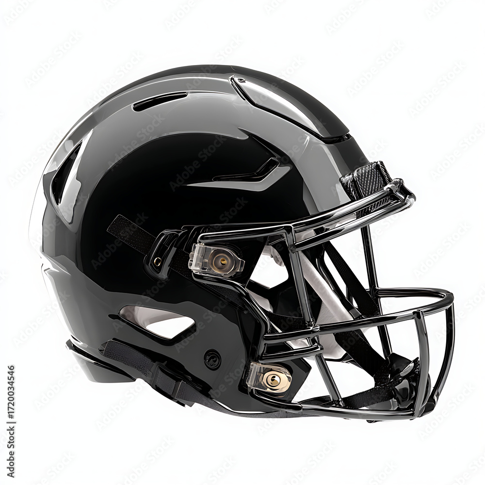Fototapeta premium Sleek black football helmet offers protection and style on the field