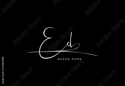 ED letter beauty cursive handwriting logo.