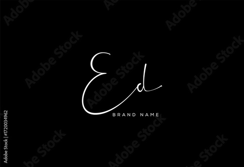 ED letter beauty cursive handwriting logo.
