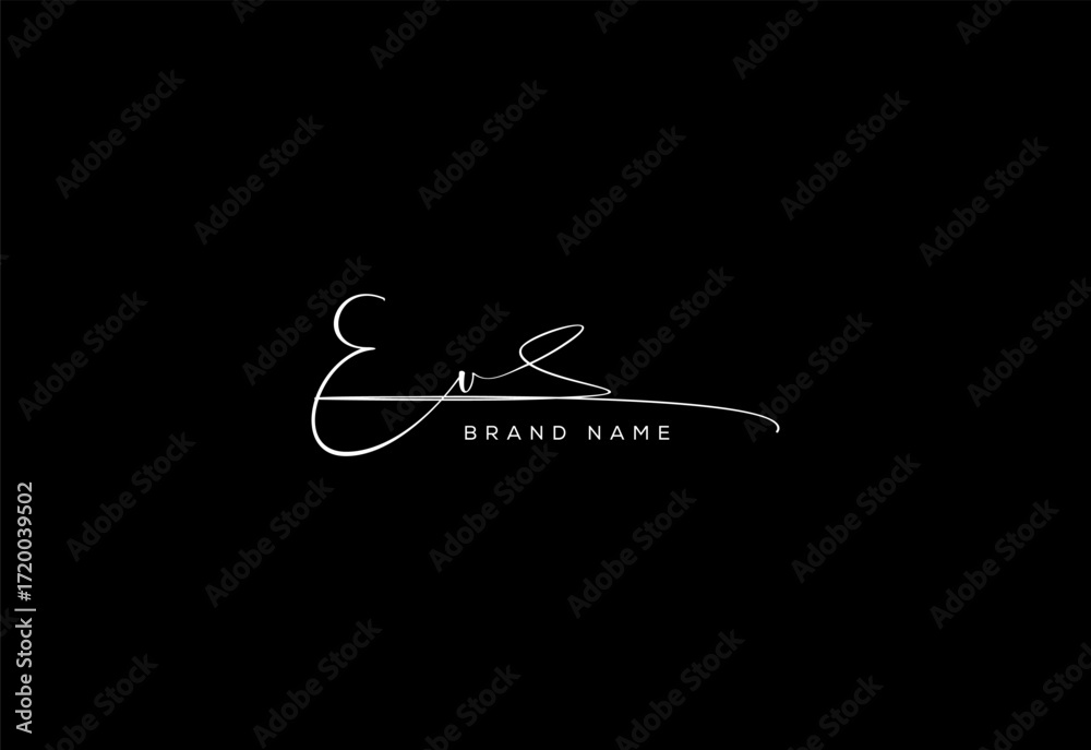 Fototapeta premium EU letter beauty cursive handwriting logo.