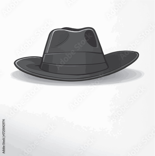Elegant black fedora hat vector icon. Classic vintage gentleman accessory illustration isolated on white background