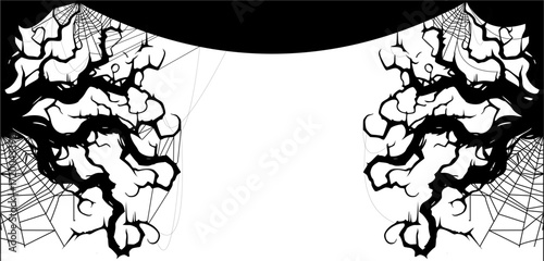horror tree and spider web, spider web halloween decor