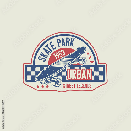 Skate Park Urban Street legends skate board retro vector graphic