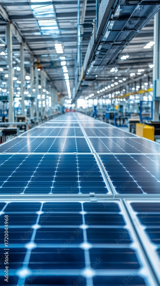 Naklejka premium A cuttingedge facility dedicated to the production of modern solar panels featuring a hightech assembly line