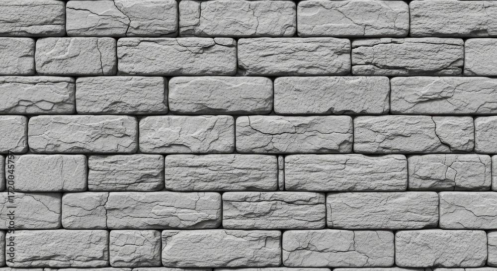 Fototapeta premium Gray brick wall texture with rough, weathered, and cracked surface