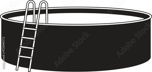 Above ground swimming pool with ladder isolated on white background