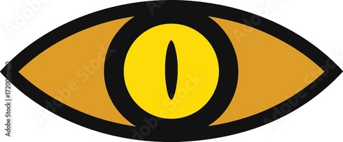 The vector illustration shows a yellow human eye icon, a simple and elegant symbol of vision and sight