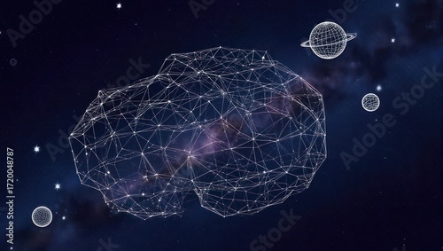 Wallpaper Mural Dynamic network sphere floats in cosmic nebula, representing global connectivity, innovation, and the vastness of digital space. Torontodigital.ca