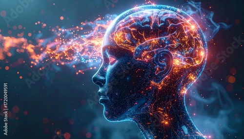 Human brain visualization for AI projects, technology