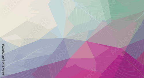 Modern geometric design with pastel colors and leaf patterns for elegant brand visuals, creative projects, and contemporary presentations