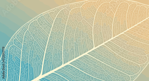 Elegant leaf skeleton design with soft gradient colors for nature-inspired designs and organic aesthetic branding projects now