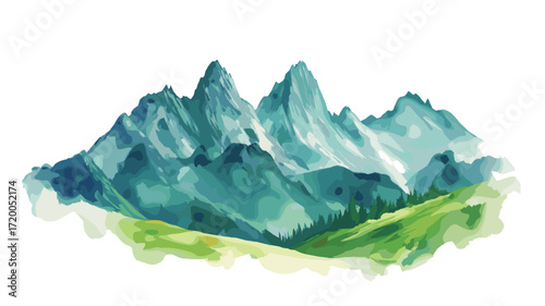 Zugspitze. Zugspitze watercolor vector illustration