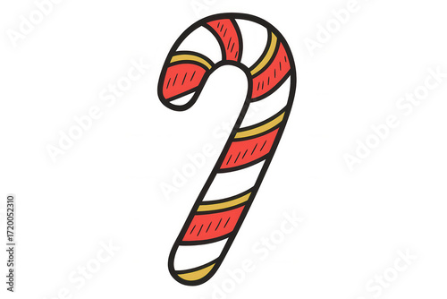 Wallpaper Mural Candy cane illustration with red and yellow stripes, representing holiday season, christmas, and sweet treats on transparent background Torontodigital.ca