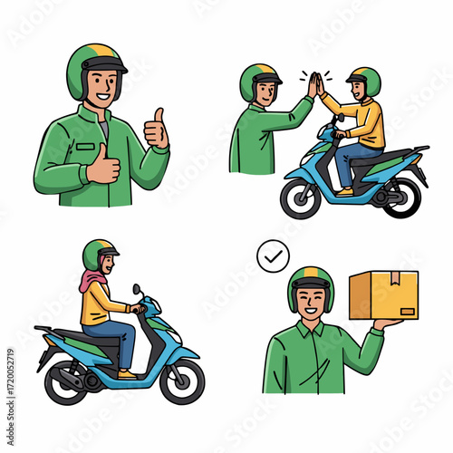 Seamless urban delivery services featuring professional scooter riders, ensuring swift and convenient package and food transport for modern city life