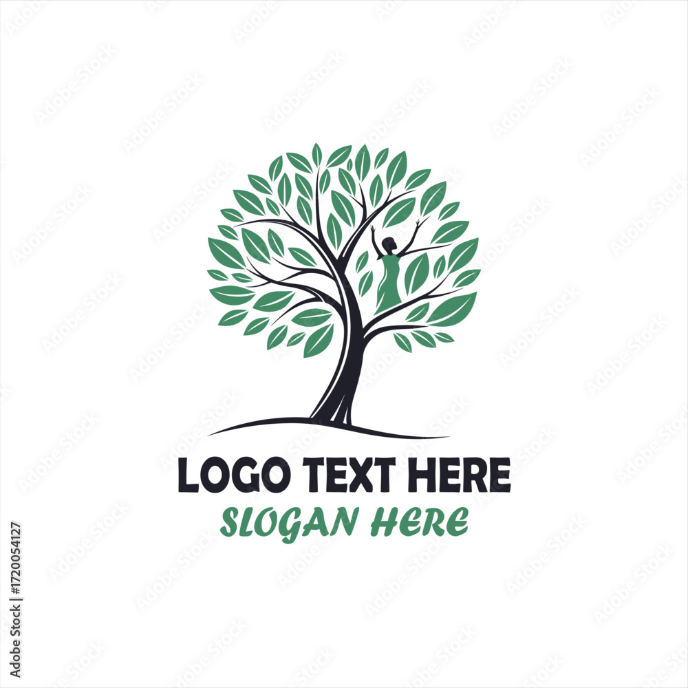 Obraz premium Woman Tree Logo – Eco Wellness, Nature and Growth Symbol