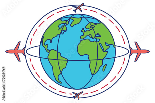 Airplanes Flying Around Globe Illustrating Global Travel And Connectivity earth world